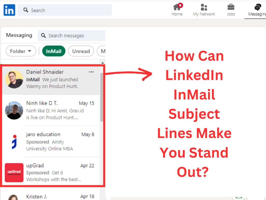 Linkedin Inmail Subject Lines Example by Golden Leads
