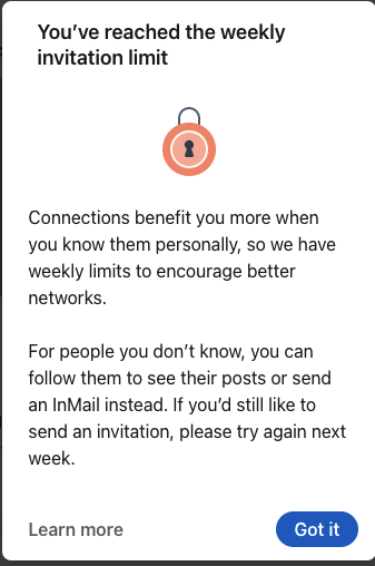 Weekly invitation limit Linkedin